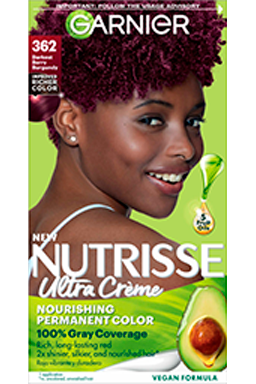 Darkest Berry Burgundy Hair Color Nutrisse Ultra Creme Nourishing Permanent Color - Garnier
